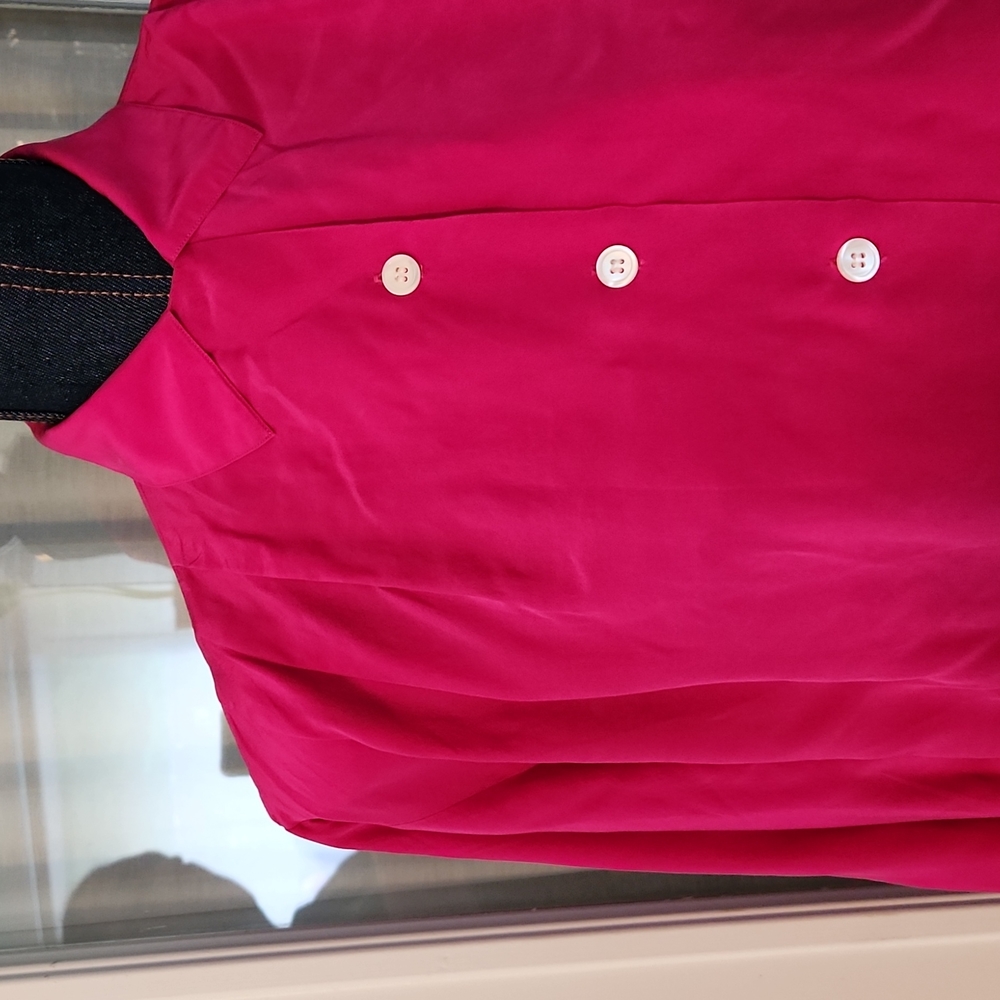 Hot pink custom made silk blouse sz 12 - Picture 4 of 4